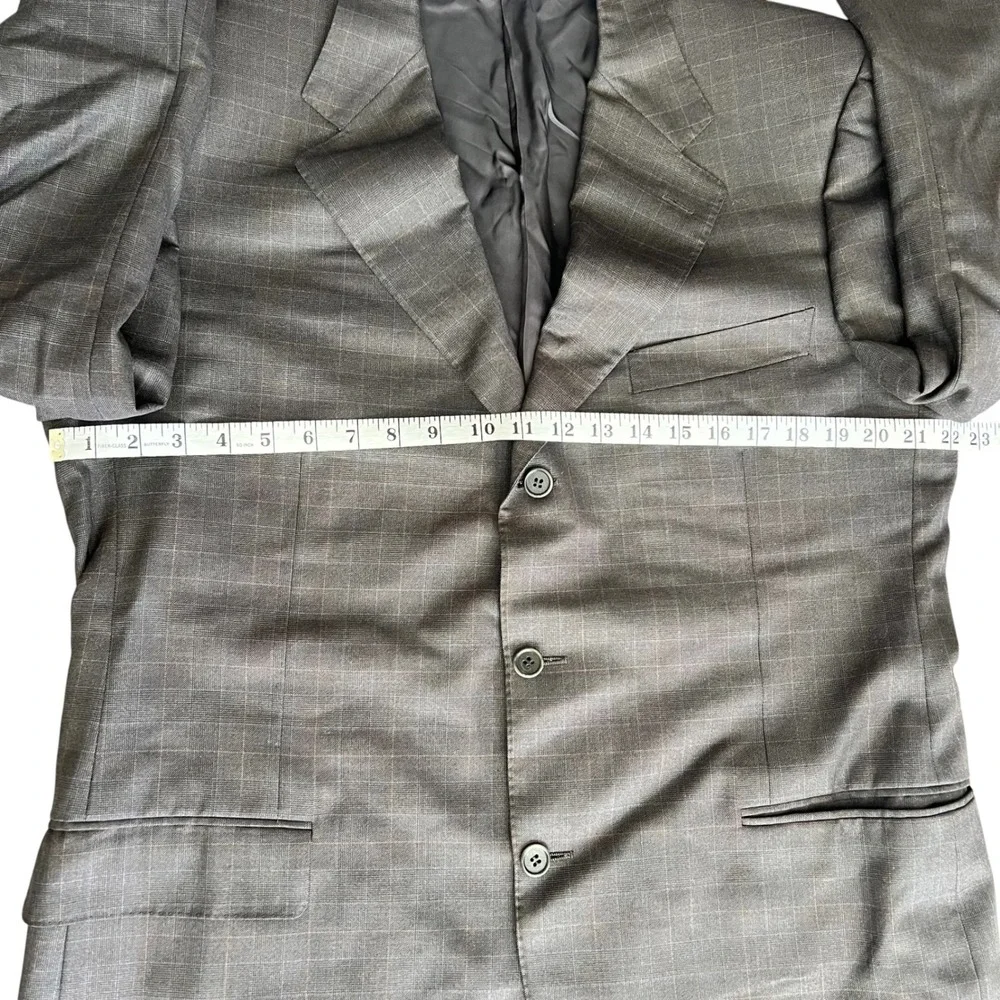 Canali 100% Wool 3 Button Blazer Sports Coat‎ 44R (54 EU) Dark Gray Glen Plaid